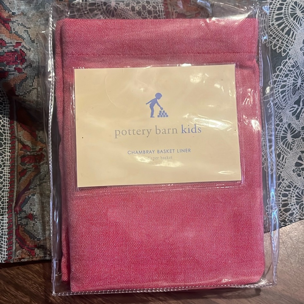 NEW Pottery Barn Kids Chambray Basket Liner